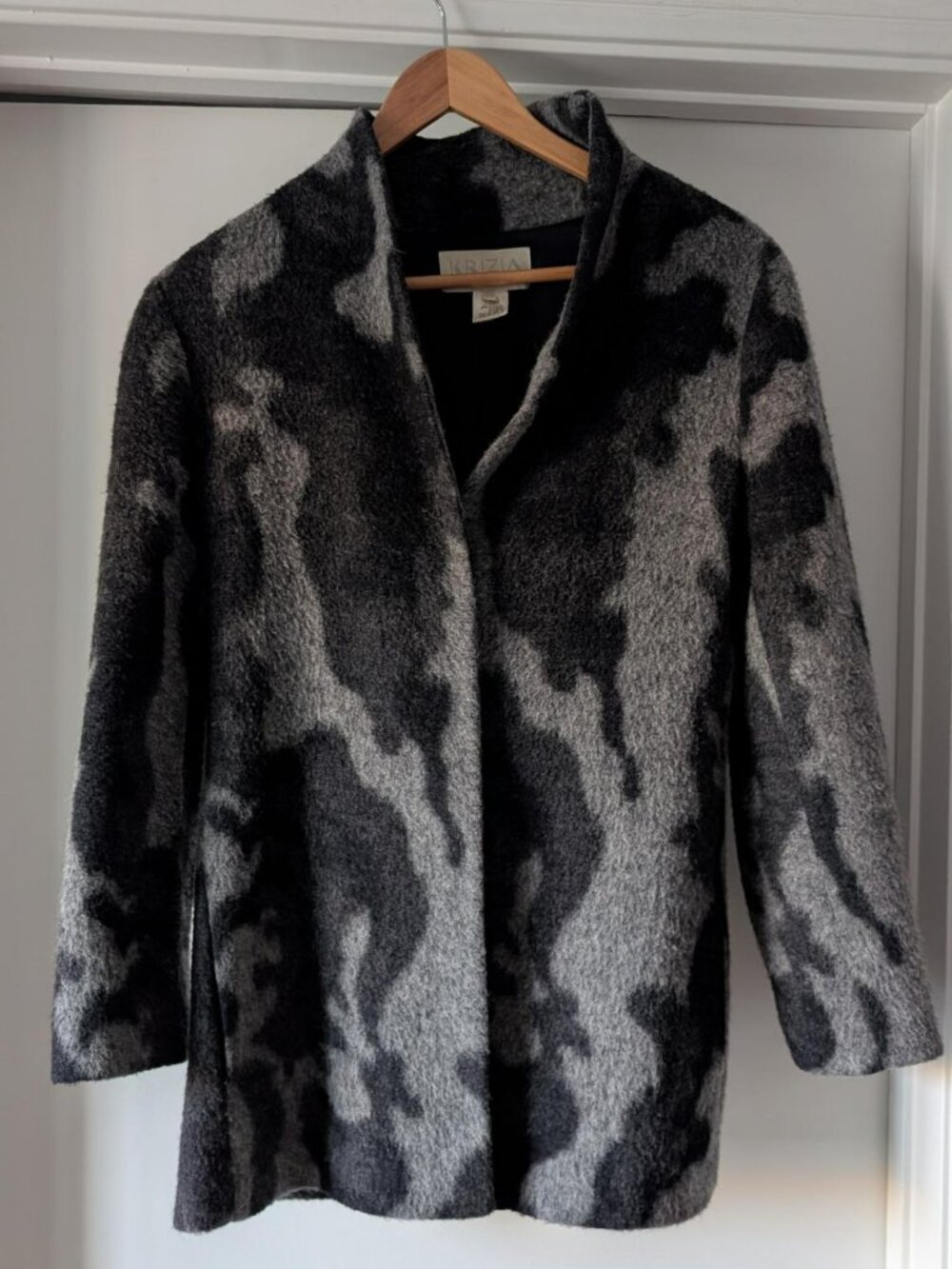 Krizia Made in Italy Alpaca Wool Coat Jacket Grey Camo size 40
